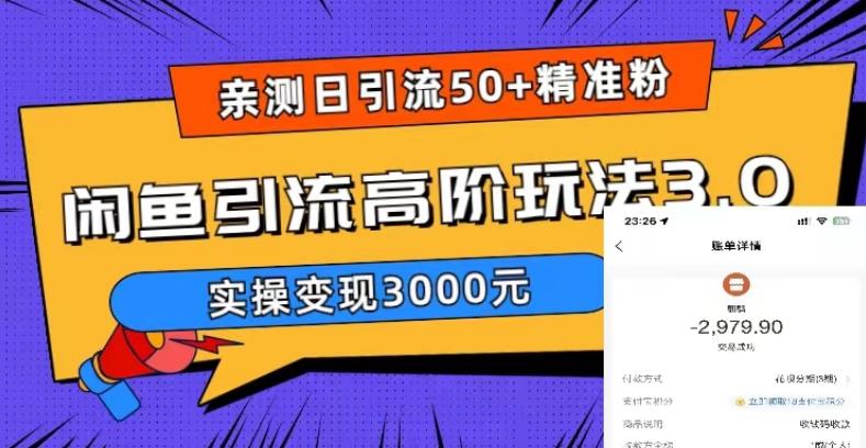 亲测日引50+精准粉，闲鱼引流高阶玩法3.0，实操变现3000元【揭秘】-秀人资源网