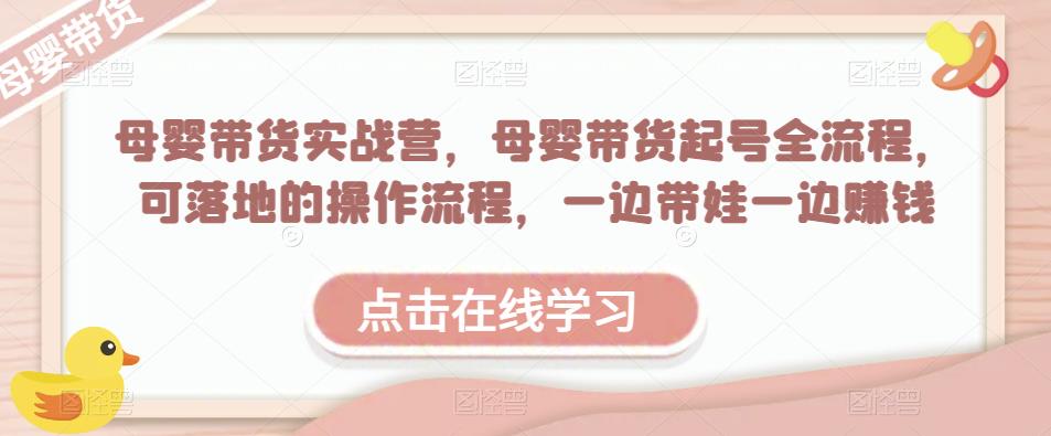 母婴带货实战营，母婴带货起号全流程，可落地的操作流程，一边带娃一边赚钱（附素材）-秀人资源网