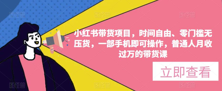 小红书带货项目，时间自由、零门槛无压货，一部手机即可操作，普通人月收过万的带货课-整合资源网