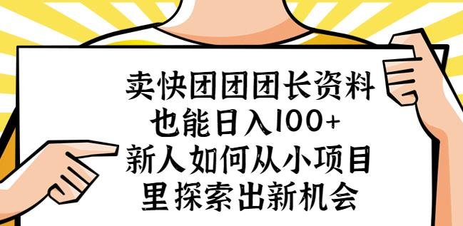 卖快团团团长资料也能日入100+新人如何从小项目里探索出新机会-秀人资源网