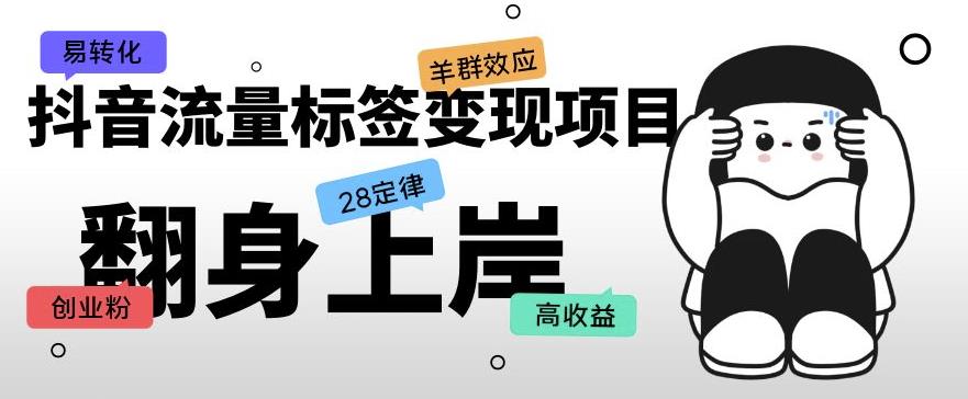 抖音流量标签变现项目，抖音创业粉轻松转化，单价高收益简单-秀人资源网