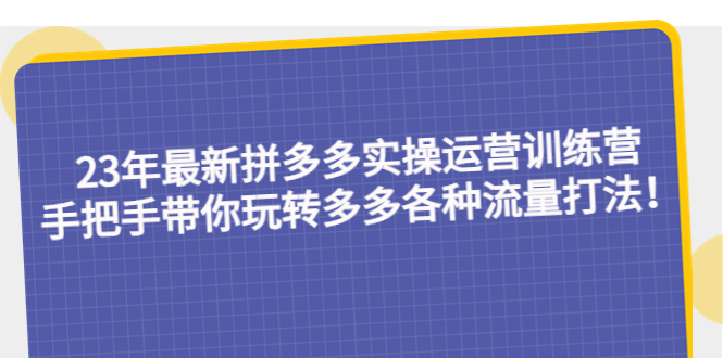 23年最新拼多多实操运营训练营：手把手带你玩转多多各种流量打法！-秀人资源网
