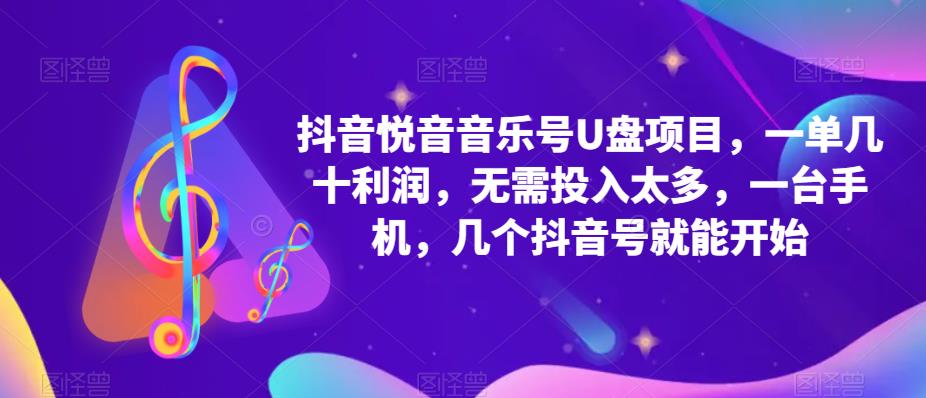 抖音音乐号U盘项目，一单几十利润，无需投入太多，一台手机，几个抖音号就能开始-秀人资源网