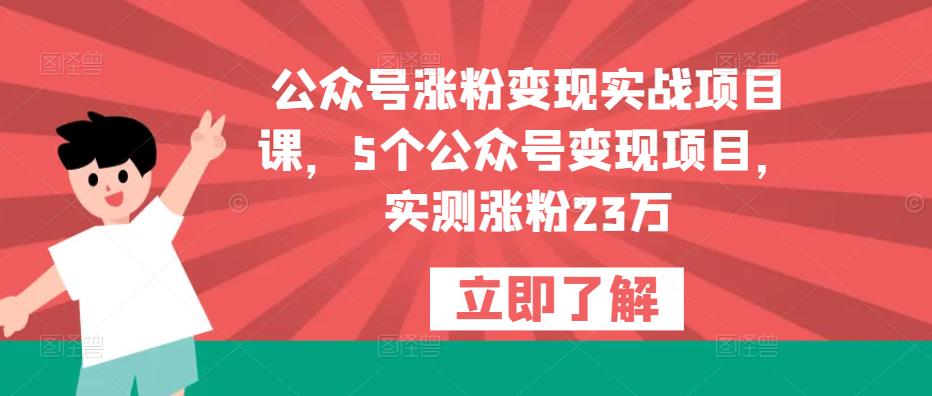 公众号涨粉变现实战项目课，5个公众号变现项目，实测涨粉23万-秀人资源网