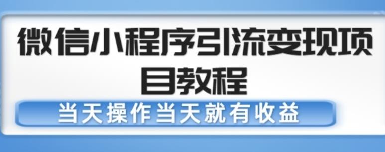 微信小程序引流变现项目教程，当天操作当天就有收益，变现不再是难事-秀人资源网