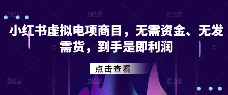 小红书‬虚拟电项商‬目，无需资金、无发需‬货，到手是即‬利润-秀人资源网