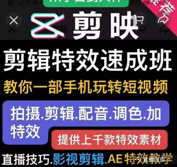 特效罗剪辑特效速成班：一部手机玩转短视频提供上千款特效素材-秀人资源网