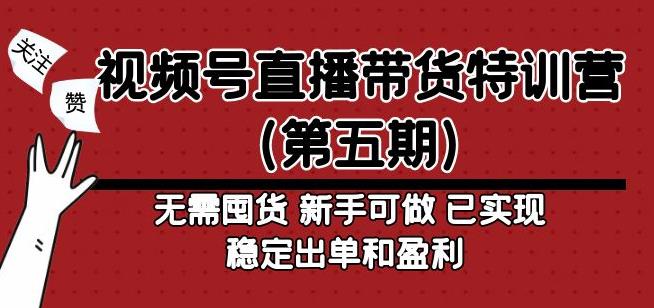 视频号直播带货特训营（第五期）无需囤货，新手可做，已实现稳定出单和盈利-整合资源网