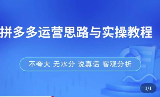拼多多店铺运营思路与实操教程，快速学会拼多多开店和运营，少踩坑，多盈利-整合资源网