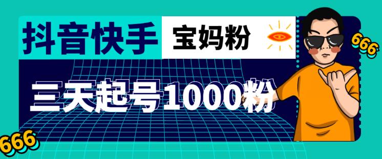 抖音快手三天起号涨粉1000宝妈粉丝的核心方法【详细玩法教程】-秀人资源网