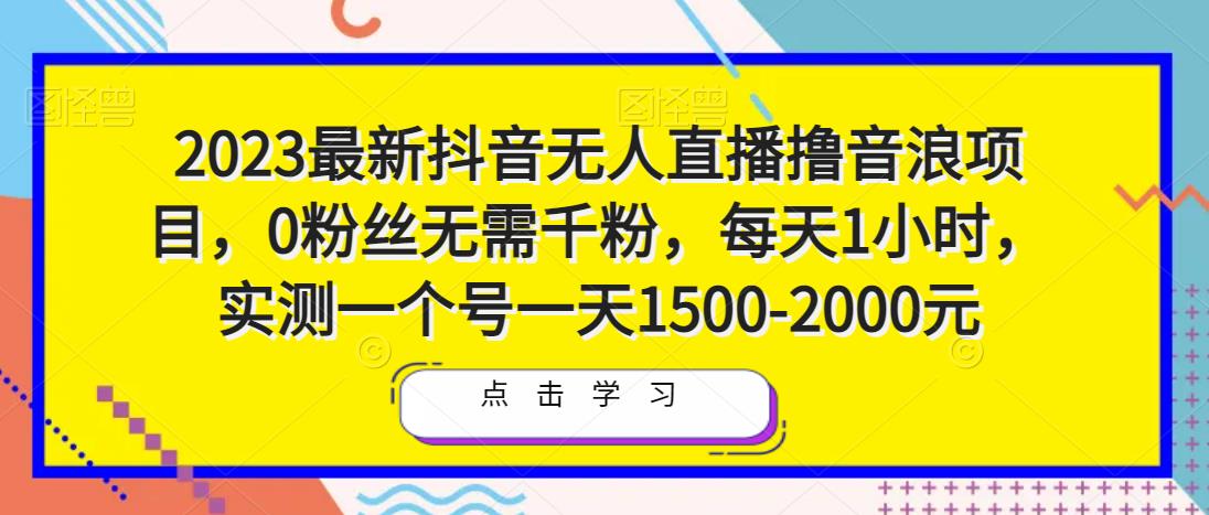 2023最新抖音无人直播撸音浪项目，0粉丝无需千粉，每天1小时，实测一个号一天1500-2000元-整合资源网
