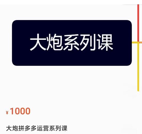大炮拼多多运营系列课，各类​玩法合集，拼多多运营玩法实操-秀人资源网