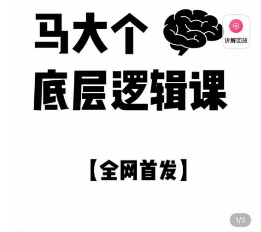 马大个·底层逻辑课，51节底层逻辑智慧课-价值1980元-秀人资源网