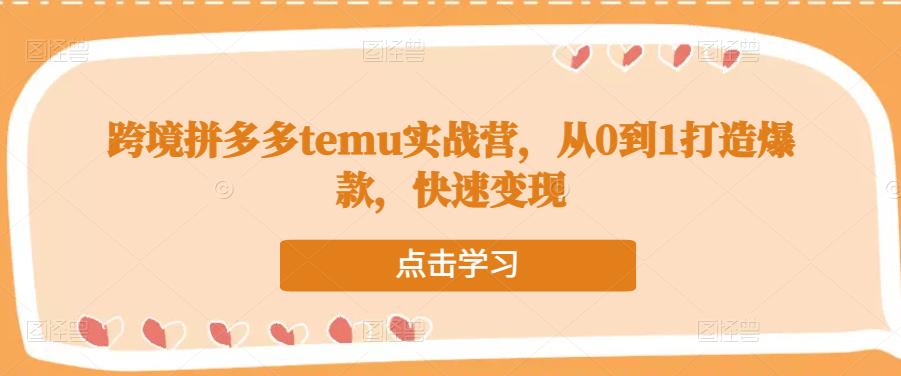 跨境拼多多temu实战营，从0到1打造爆款，快速变现-秀人资源网