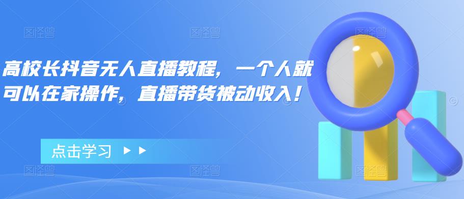 高校长抖音无人直播教程，一个人就可以在家操作，直播带货被动收入！-秀人资源网