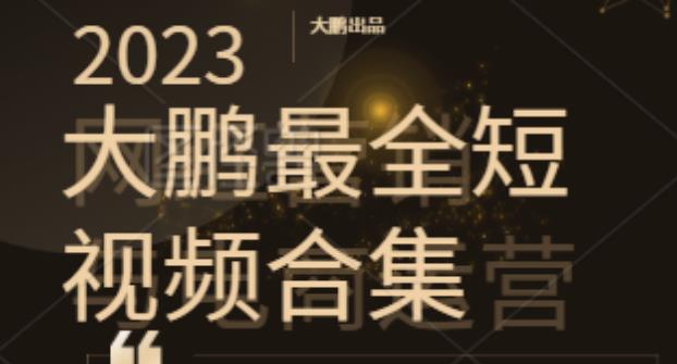2023大鹏短视频运营最全合集适合0基础小白，短视频潮流热浪等你加入-秀人资源网