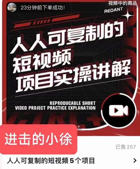 进击的小徐·人人可复制的短视频5个项目，实操讲解年销售额八位数级别项目-秀人资源网