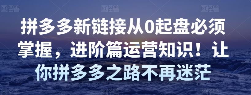 拼多多新链接从0起盘必须掌握，进阶篇运营知识！让你拼多多之路不再迷茫-秀人资源网