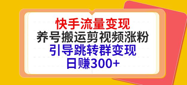 快手流量变现，养号搬运剪视频涨粉，引导跳转群变现日赚300+-整合资源网