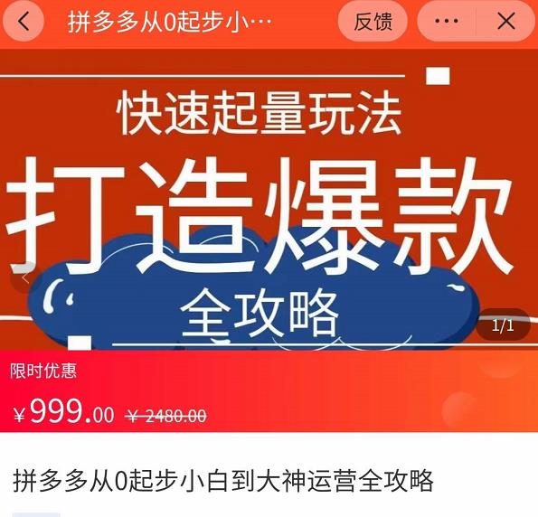 威哥·拼多多从0起步小白到大神运营全攻略，快速起量打造爆款-整合资源网