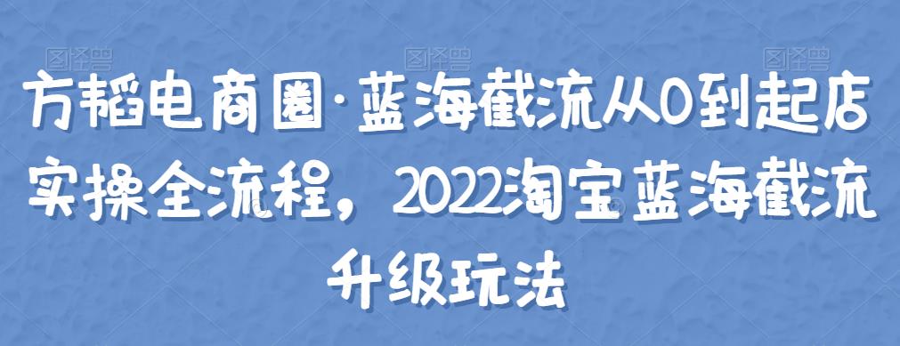 方韬电商圈·蓝海截流从0到起店实操全流程，2022淘宝蓝海截流升级玩法-秀人资源网