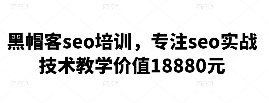 黑帽客seo培训，专注seo实战技术教学价值18880元-整合资源网