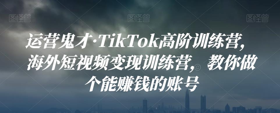 运营鬼才·TikTok高阶训练营，海外短视频变现训练营，教你做个能赚钱的账号-整合资源网