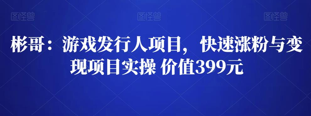 彬哥游戏发行人项目，快速涨粉与变现项目实操 价值399元-秀人资源网