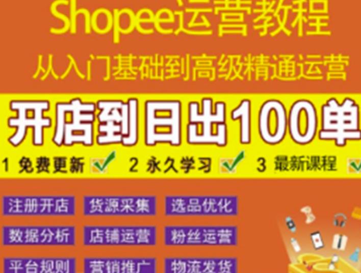 shopee运营教程：从入门基础到高级精通，开店到日出100单（全套课程）-整合资源网