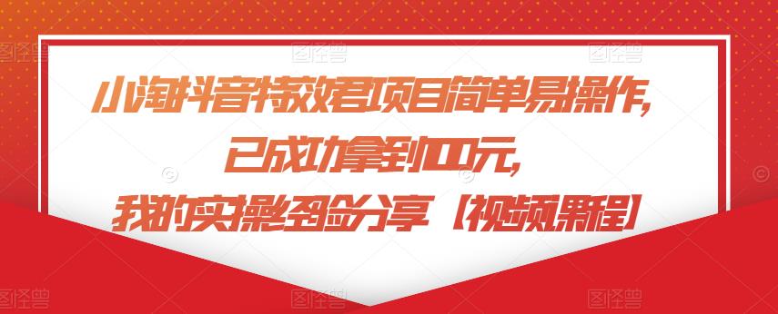 小淘抖音特效君项目简单易操作，已成功拿到100元，我的实操经验分享-整合资源网