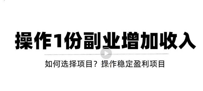 新手如何通过操作副业增加收入，从项目选择到玩法分享！-秀人资源网