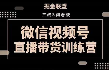 掘金联盟三叔/阎老板-视频号直播带货训练营，7月新课价值3980-整合资源网