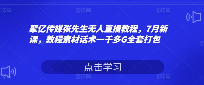 聚亿传媒张先生无人直播教程，7月新课，教程素材话术一千多G全套打包-秀人资源网
