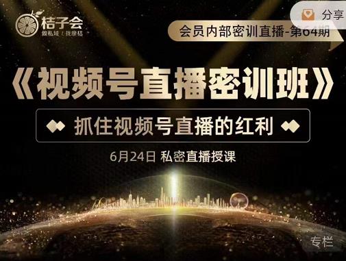 桔子会《视频号直播密训班》，抓住视频号直播的红利 价值12800-秀人资源网