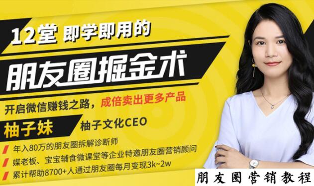 【营销必学】12堂学之即用的朋友圈掘金术：开启你的副业赚钱之路-秀人资源网