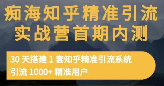 痴海知乎精准引流实战营1-2期，30天搭建1套知乎精准引流系统，引流1000+精准用户-秀人资源网