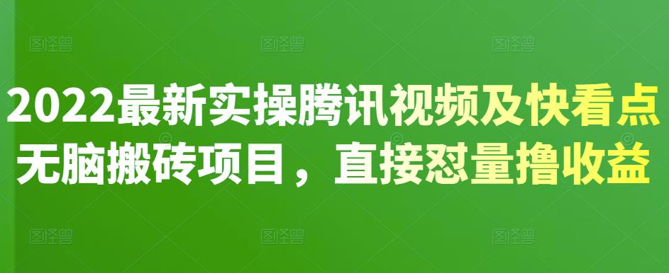 2022最新实操腾讯视频及快看点无脑搬砖项目，直接怼量撸收益-秀人资源网