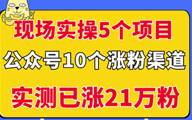 现场实操5个公众号项目，10个涨粉渠道，实测已涨21万粉！-秀人资源网