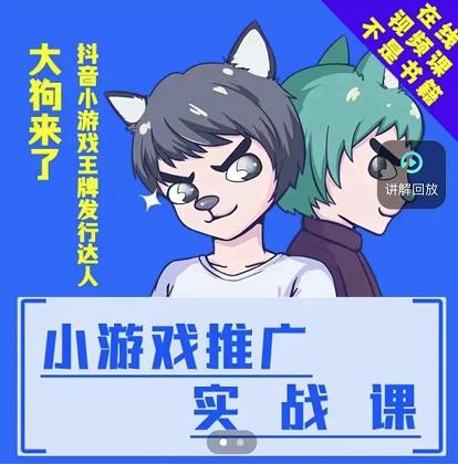 大狗来了：小游戏推广实战课，带你搭建一个游戏推广变现账号-整合资源网