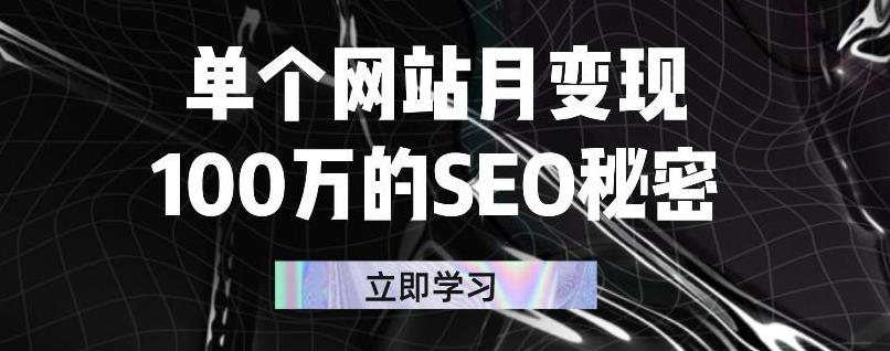 单个网站月变现100万的SEO秘密，百分百做出赚钱站点-整合资源网
