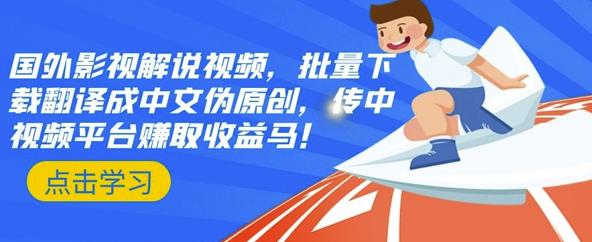 国外影视解说视频，批量下载翻译成中文伪原创，传中视频平台赚取收益-整合资源网