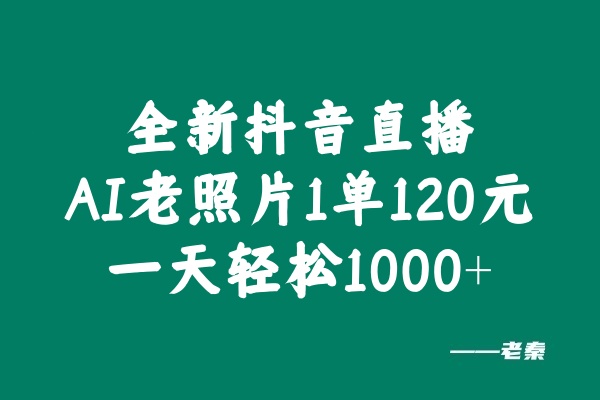 全新抖音直播AI老照片玩法，1单120元，一天轻松1000+-秀人资源网
