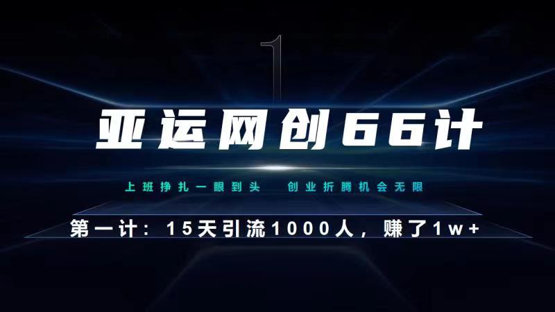 亚运网创66计第1计：企业微信全自动引流大法，15天引流1000人，收益1W+-秀人资源网