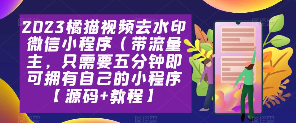 2023橘猫视频去水印微信小程序（带流量主，只需要五分钟即可拥有自己的小程序【源码+教程】-整合资源网