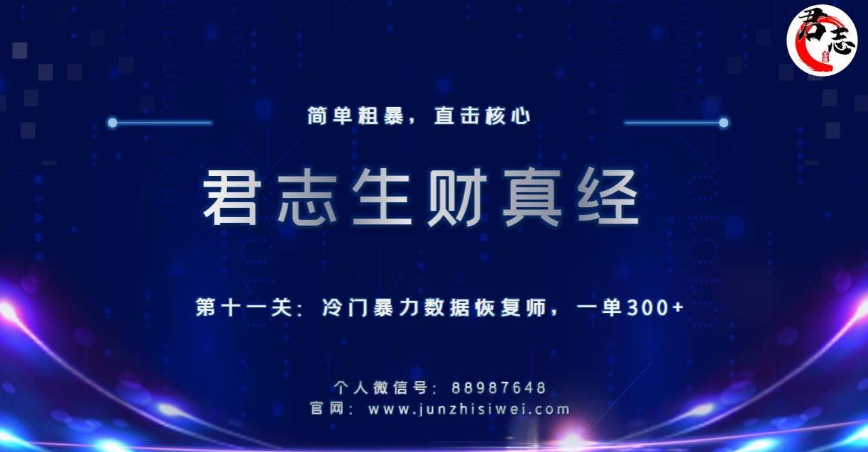 君志生财真经第十一关：冷门暴力数据恢复师，一单300+-秀人资源网