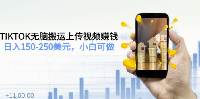 TIKTOK无脑搬运上传视频赚钱，日入150-250美元，小白可做（2节视频课）-整合资源网