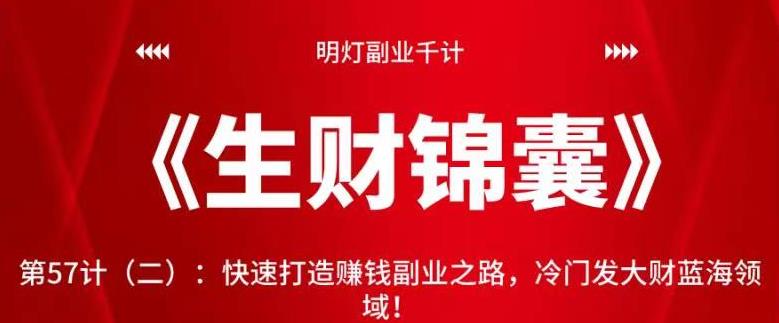 明灯副业千计—《生财锦囊》第57计（二）：快速打造赚钱副业之路，冷门发大财蓝海领域-秀人资源网
