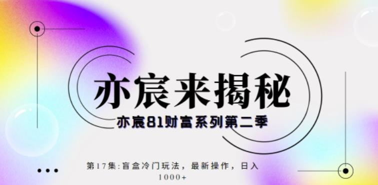 亦宸财富81系列第2季第17集：盲盒冷门玩法，最新操作，日入1000+-整合资源网