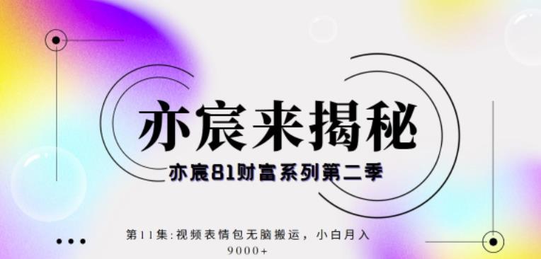 亦宸财富81系列第2季第11集：视频表情包无脑搬运，小白月入9000+-整合资源网