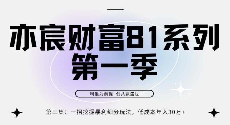亦宸财富81系列第1季第3集：一招挖掘细分暴利玩法，低成本年入30w-秀人资源网